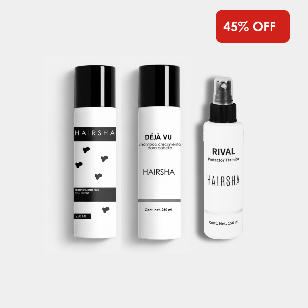 Kit Cabello Tratamiento Reparador + Shampoo Anticaida + Protector Térmico