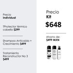 Kit Cabello Tratamiento Reparador + Shampoo Anticaida + Protector Térmico